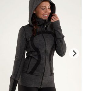 NWOT SZ 12 Lululemon Stride Jacket - Black Heathered Deep Coal Herringbone/Black